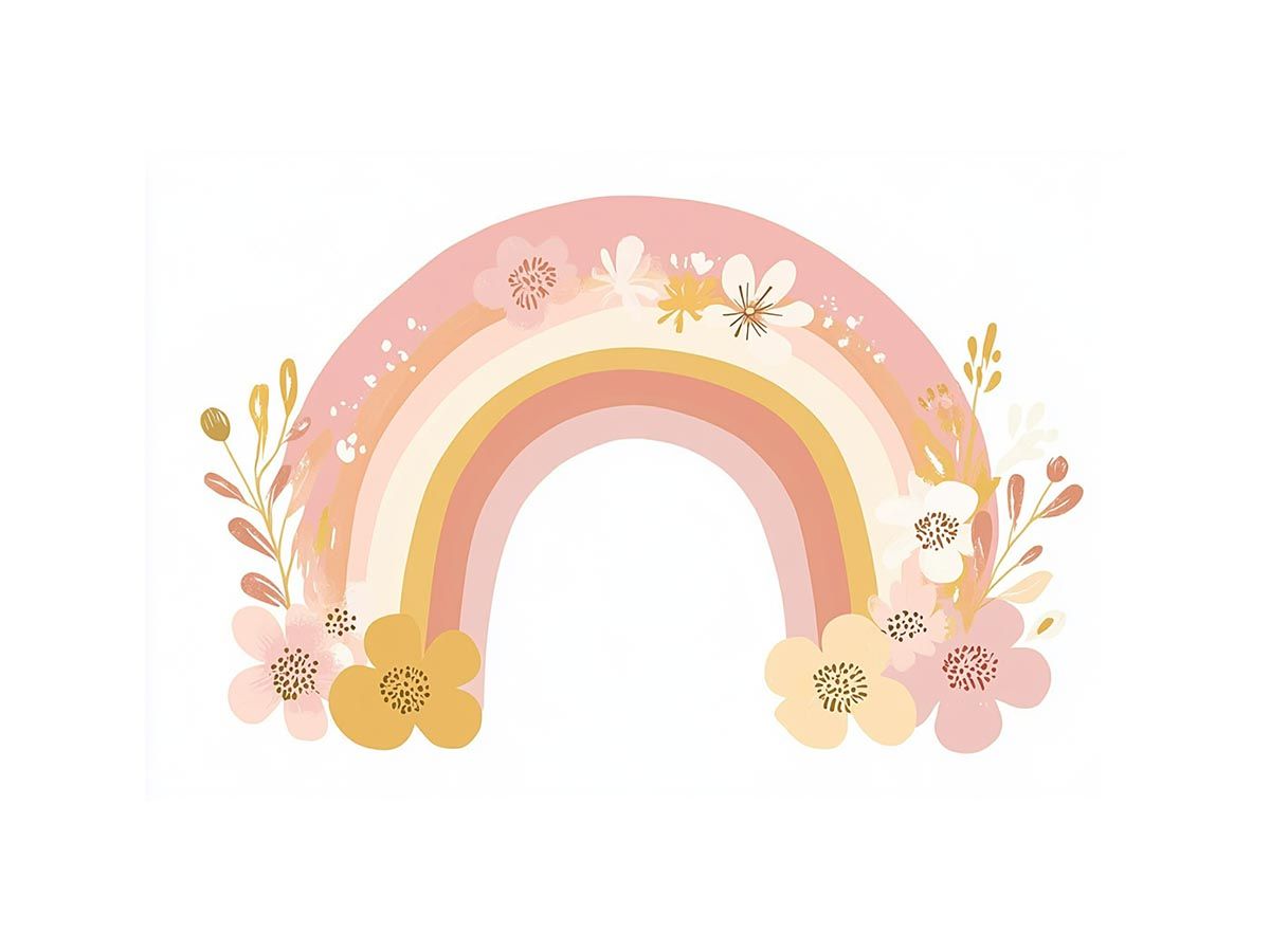 Blooming Garden Rainbow artwork for modern nursery bedroom and living room decor