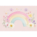 Watercolor rainbow and flowers wall art for nursery or kids bedroom decor.