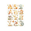 Watercolor alphabet animals canvas art for kids nursery learning decor.