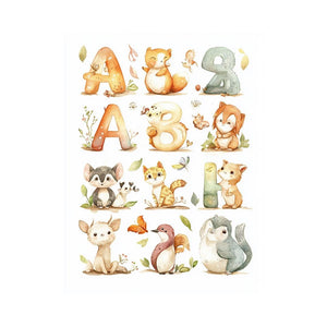 Watercolor alphabet animals canvas art for kids nursery learning decor.