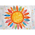 Colorful patterned sun canvas art for kids room or creative office decor.