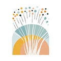 Abstract flower stems canvas art for modern nursery or bedroom decor.
