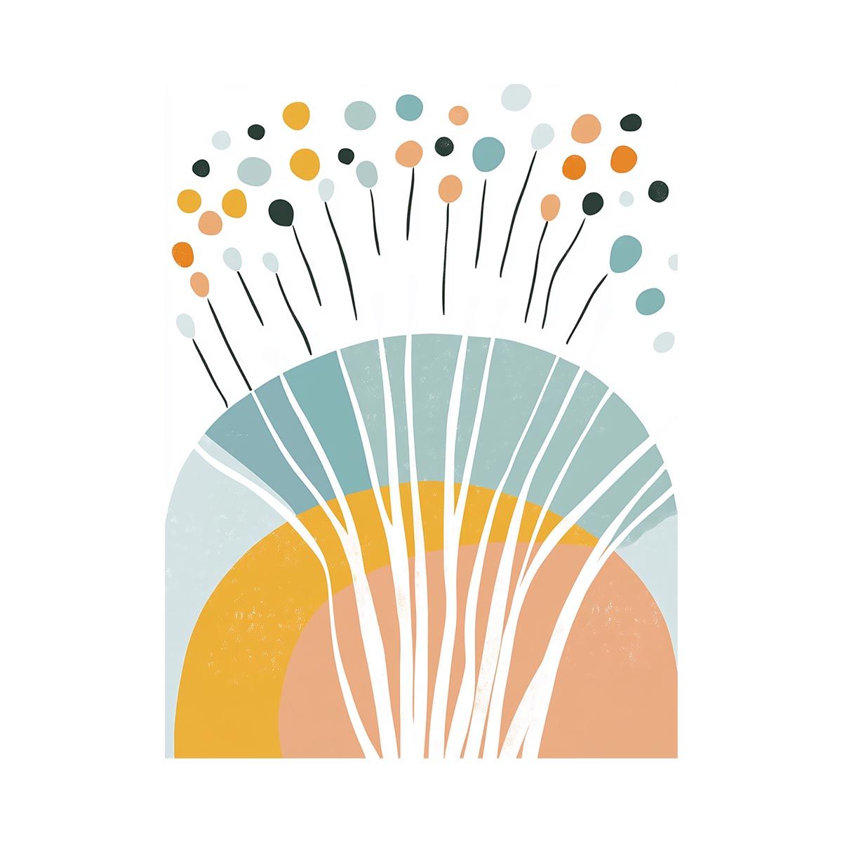 Abstract flower stems canvas art for modern nursery or bedroom decor.