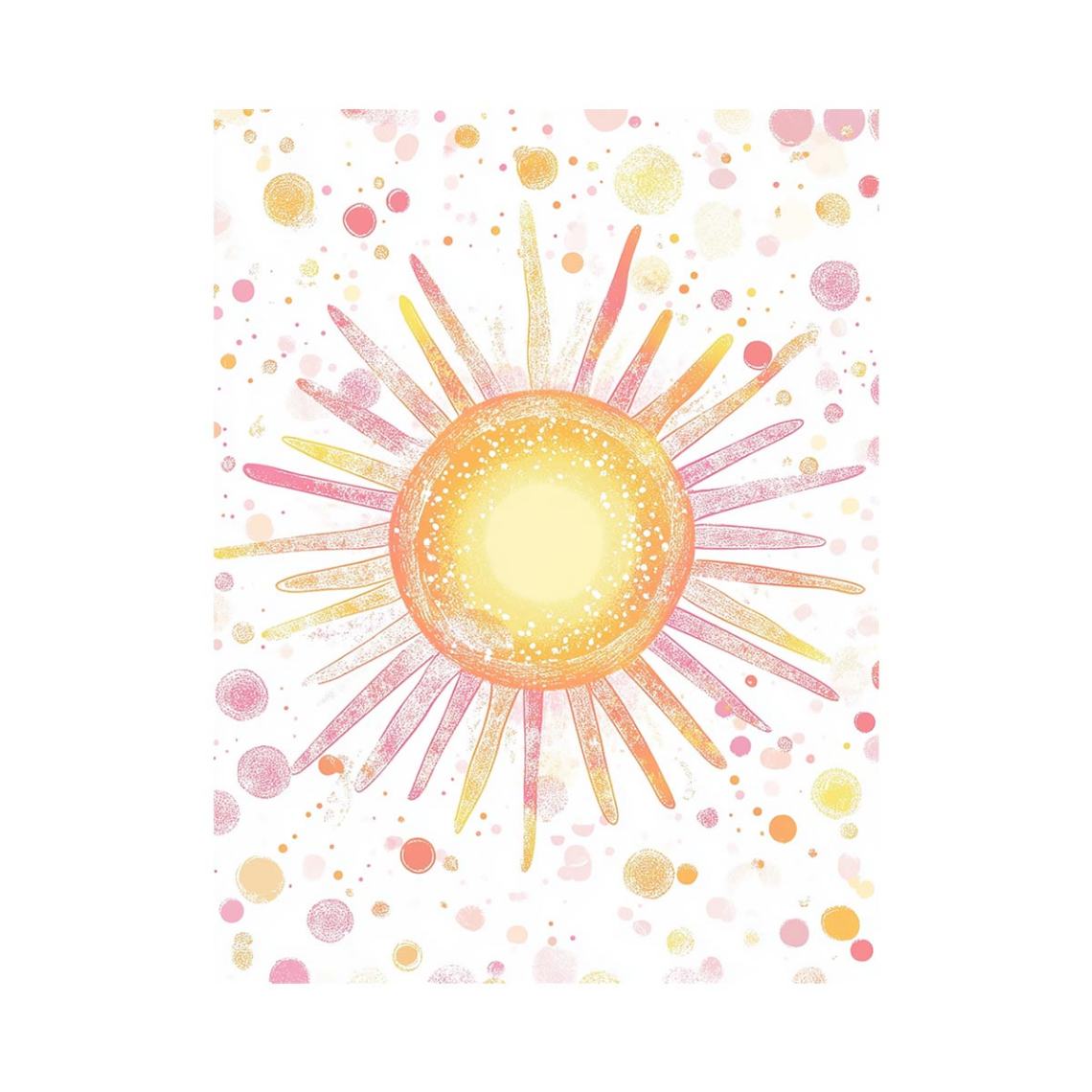 Bright sunburst confetti canvas art for cheerful nursery decor.