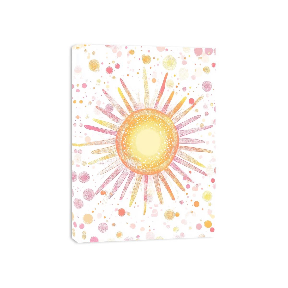 Bright sunburst confetti canvas art for cheerful nursery decor.