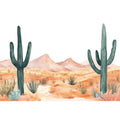Soft watercolor desert landscape wall art with saguaro cactus and mountains for calm neutral decor.