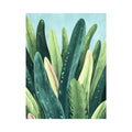 Sage green cactus leaves canvas print for calm modern bedroom wall decor.