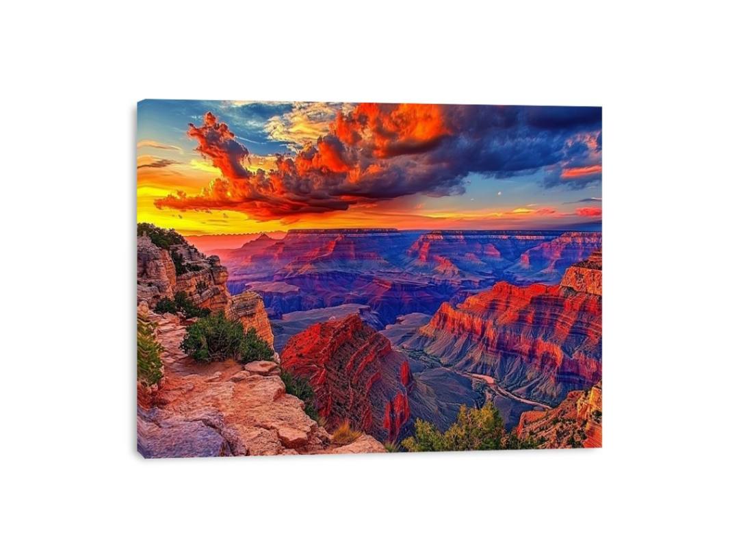 Grand Canyon sunset landscape canvas art for large living room wall decor.
