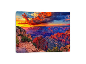 Grand Canyon sunset landscape canvas art for large living room wall decor.
