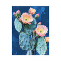 Blooming prickly pear cactus canvas art for modern bedroom wall decor.