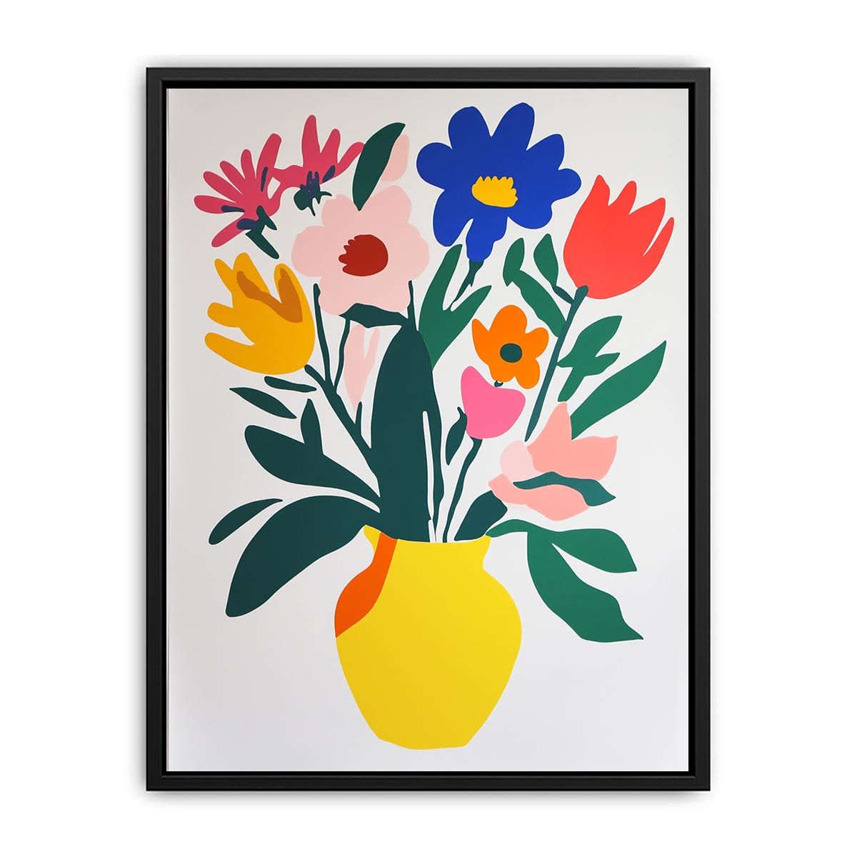 Modern floral vase illustration with colorful blooms for contemporary home decor.
