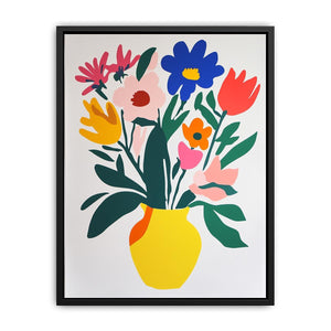 Modern floral vase illustration with colorful blooms for contemporary home decor.
