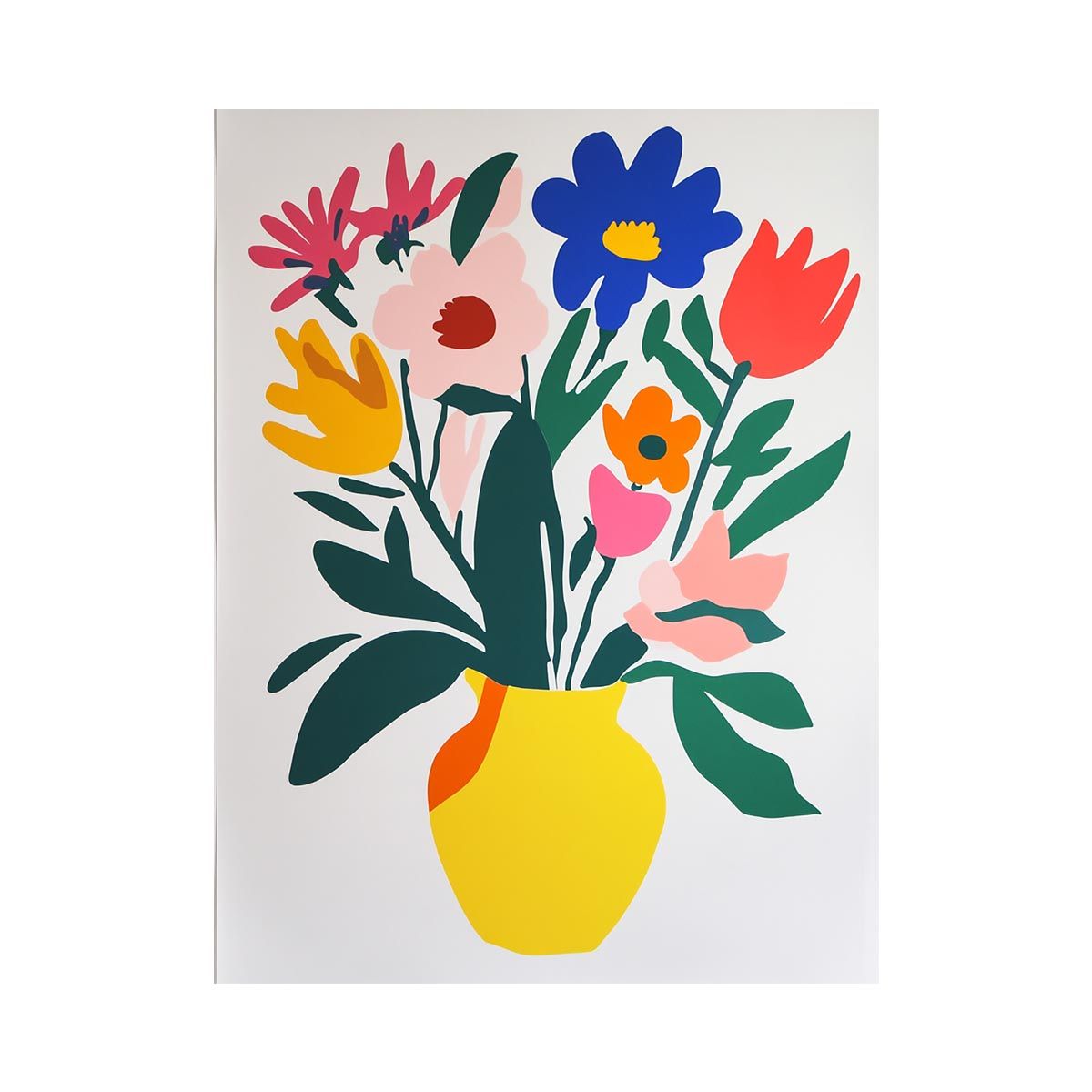 Modern floral vase illustration with colorful blooms for contemporary home decor.