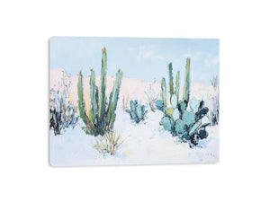 Pastel desert cactus landscape artwork for modern living room wall decor