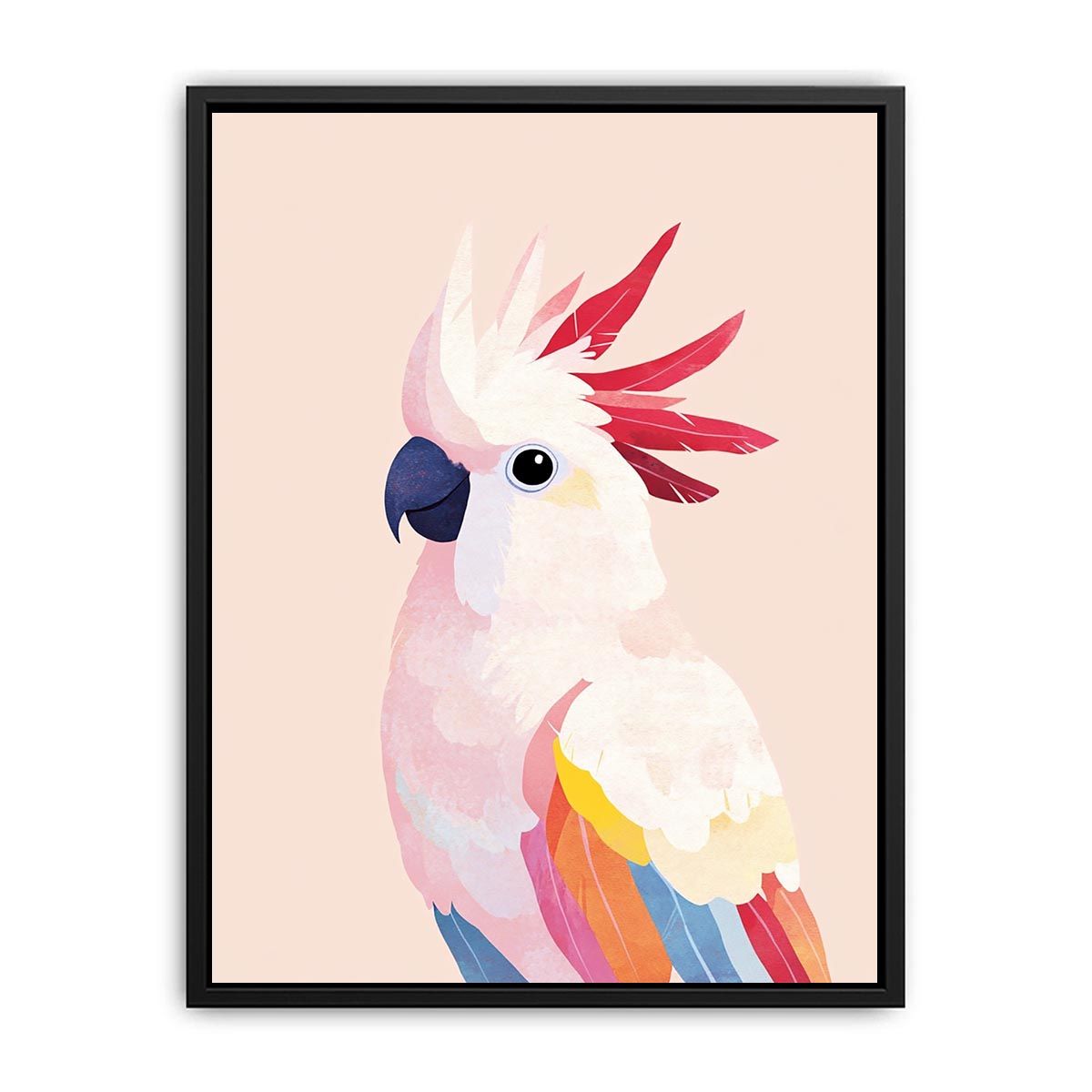 Pastel cockatoo bird canvas art for modern bedroom decor.