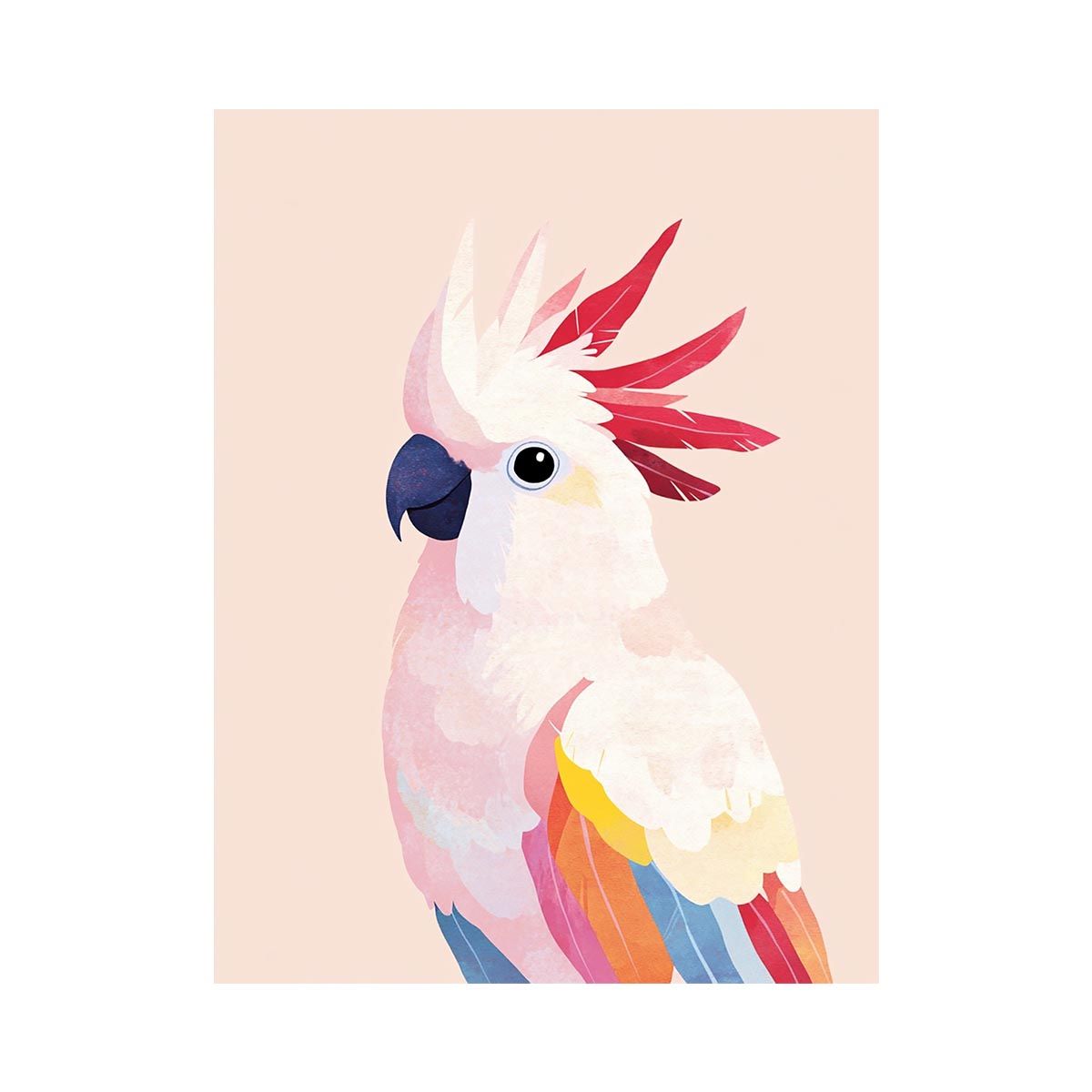 Pastel cockatoo bird canvas art for modern bedroom decor.
