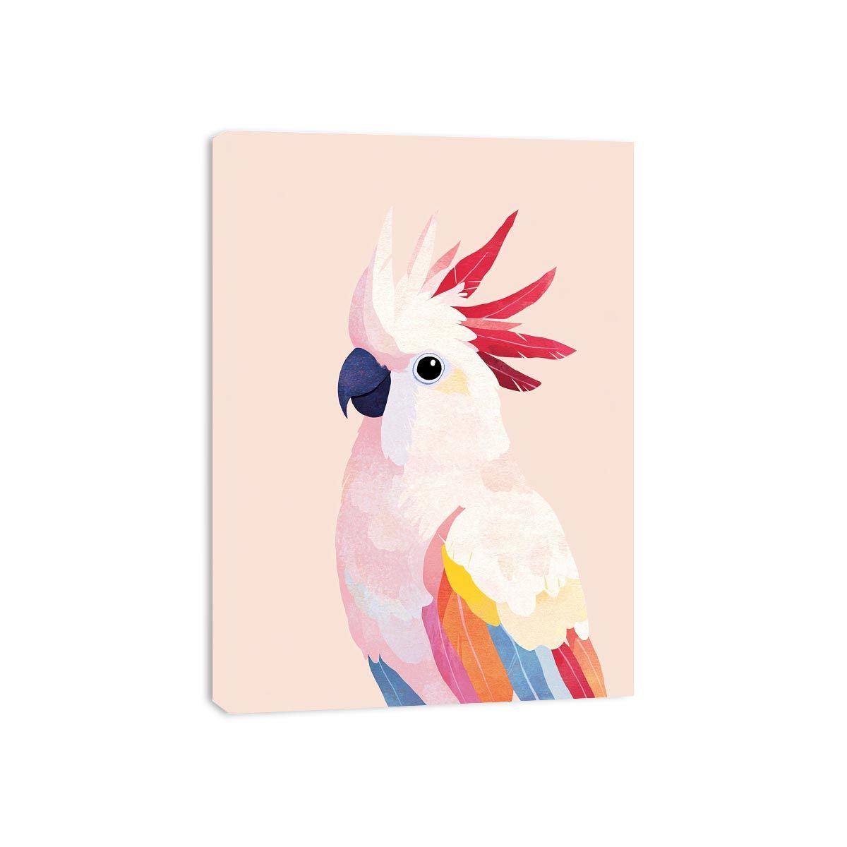 Pastel cockatoo bird canvas art for modern bedroom decor.