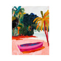Tropical boat canvas art for colorful coastal interiors.