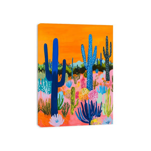 Colorful desert cactus artwork for modern living room and boho decor.