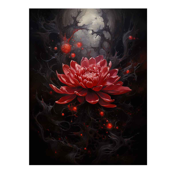 Black Red Rose Art 