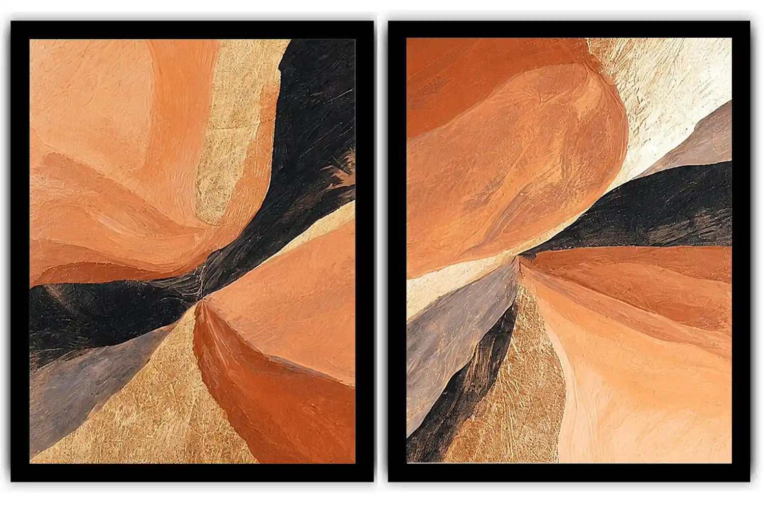 Terracotta abstract canvas art with earthy curves for modern living room decor.
