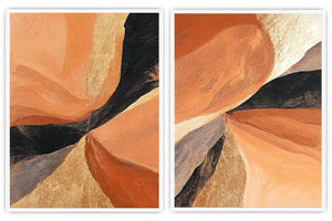 Terracotta abstract canvas art with earthy curves for modern living room decor.