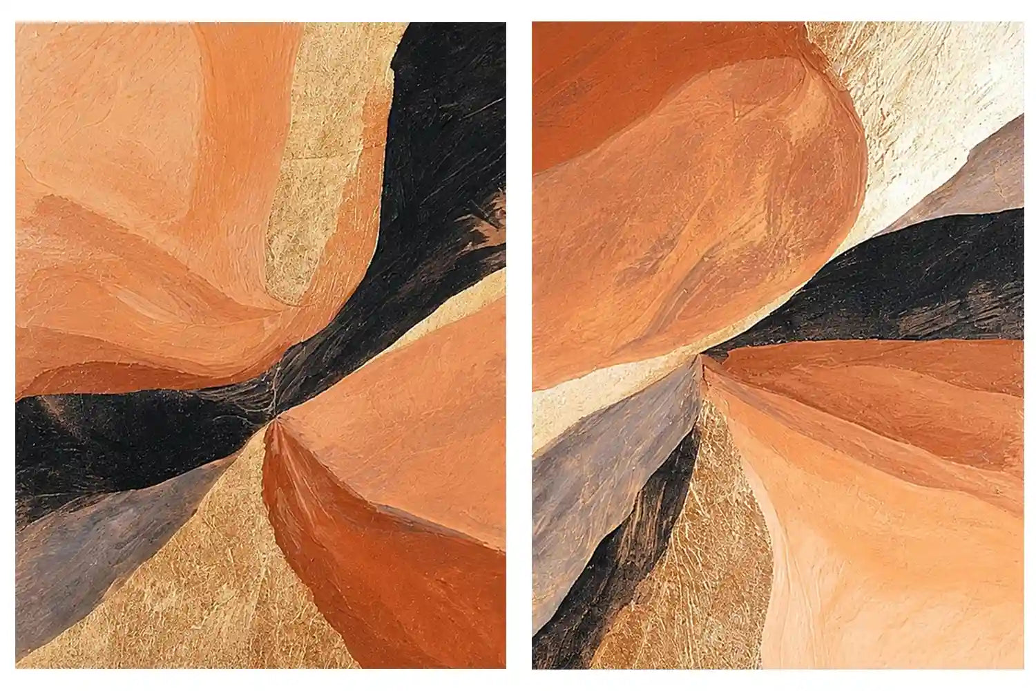 Terracotta abstract canvas art with earthy curves for modern living room decor.