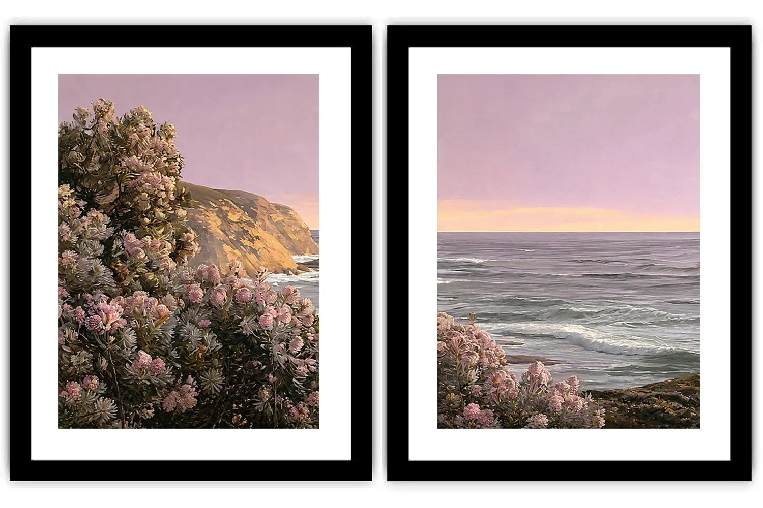 Blush floral coastal canvas art for romantic bedroom wall decor.