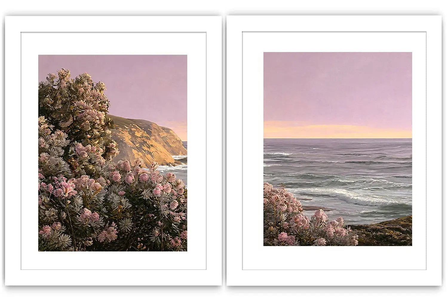 Blush floral coastal canvas art for romantic bedroom wall decor.
