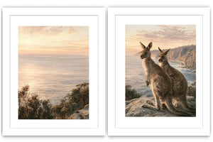 Australian kangaroo coastal canvas art for modern living room decor.
