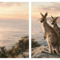 Australian kangaroo coastal canvas art for modern living room decor.