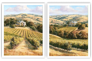 Golden vineyard estate canvas art for elegant farmhouse living room decor.