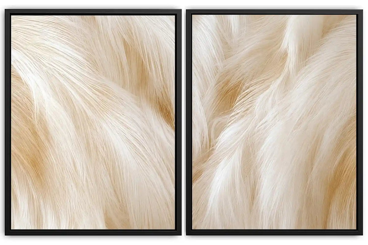 Abstract white horse mane canvas art for neutral luxury bedroom decor.
