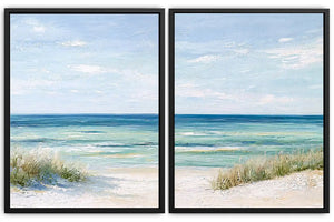 Soft beach dune canvas art for calm coastal bedroom or living room decor.