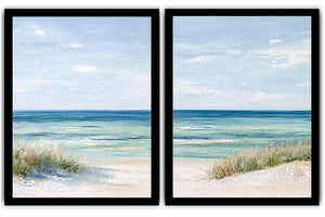 Soft beach dune canvas art for calm coastal bedroom or living room decor.