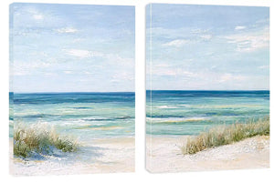 Soft beach dune canvas art for calm coastal bedroom or living room decor.