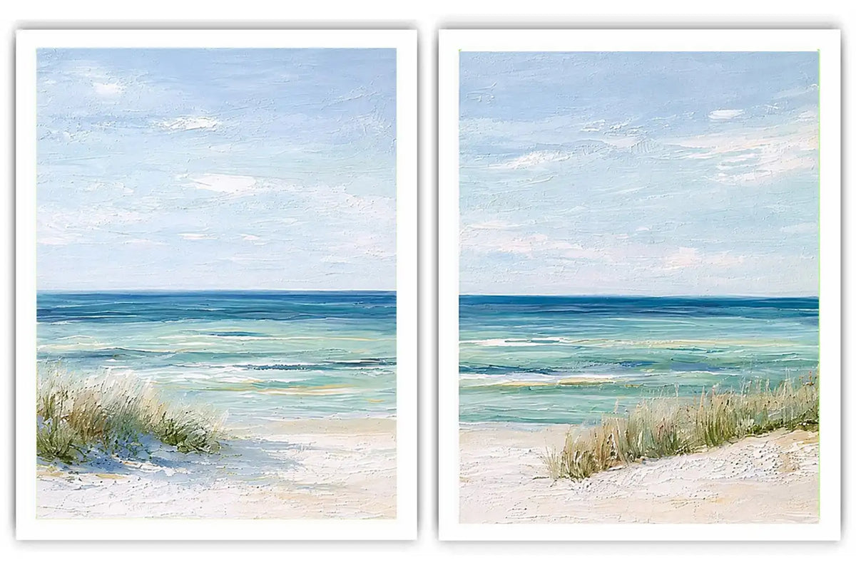 Soft beach dune canvas art for calm coastal bedroom or living room decor.