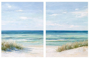 Soft beach dune canvas art for calm coastal bedroom or living room decor.