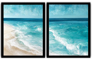 Turquoise beach wave canvas art for fresh modern coastal wall decor.