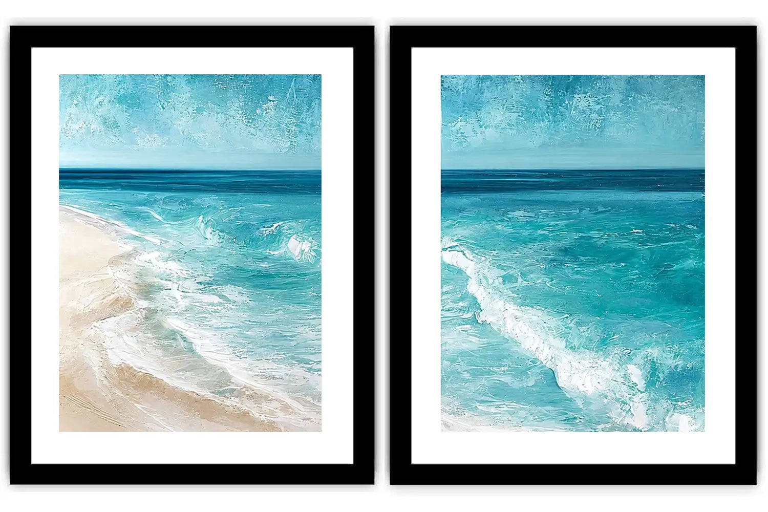 Turquoise beach wave canvas art for fresh modern coastal wall decor.