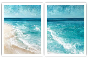 Turquoise beach wave canvas art for fresh modern coastal wall decor.