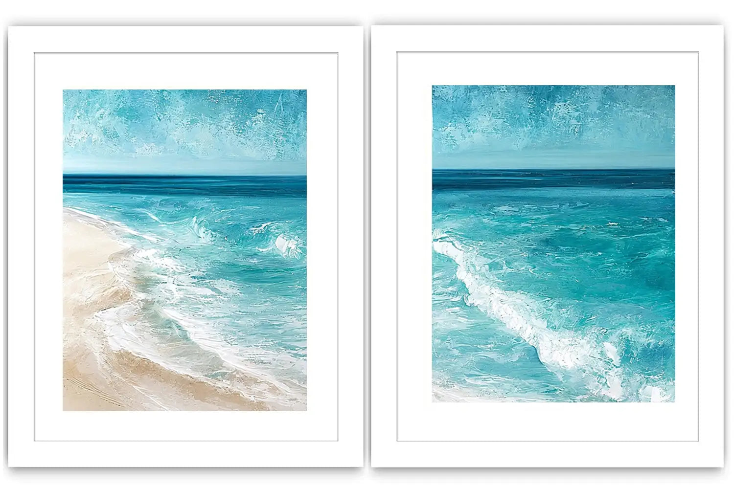 Turquoise beach wave canvas art for fresh modern coastal wall decor.