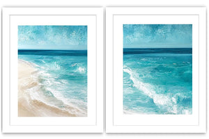 Turquoise beach wave canvas art for fresh modern coastal wall decor.