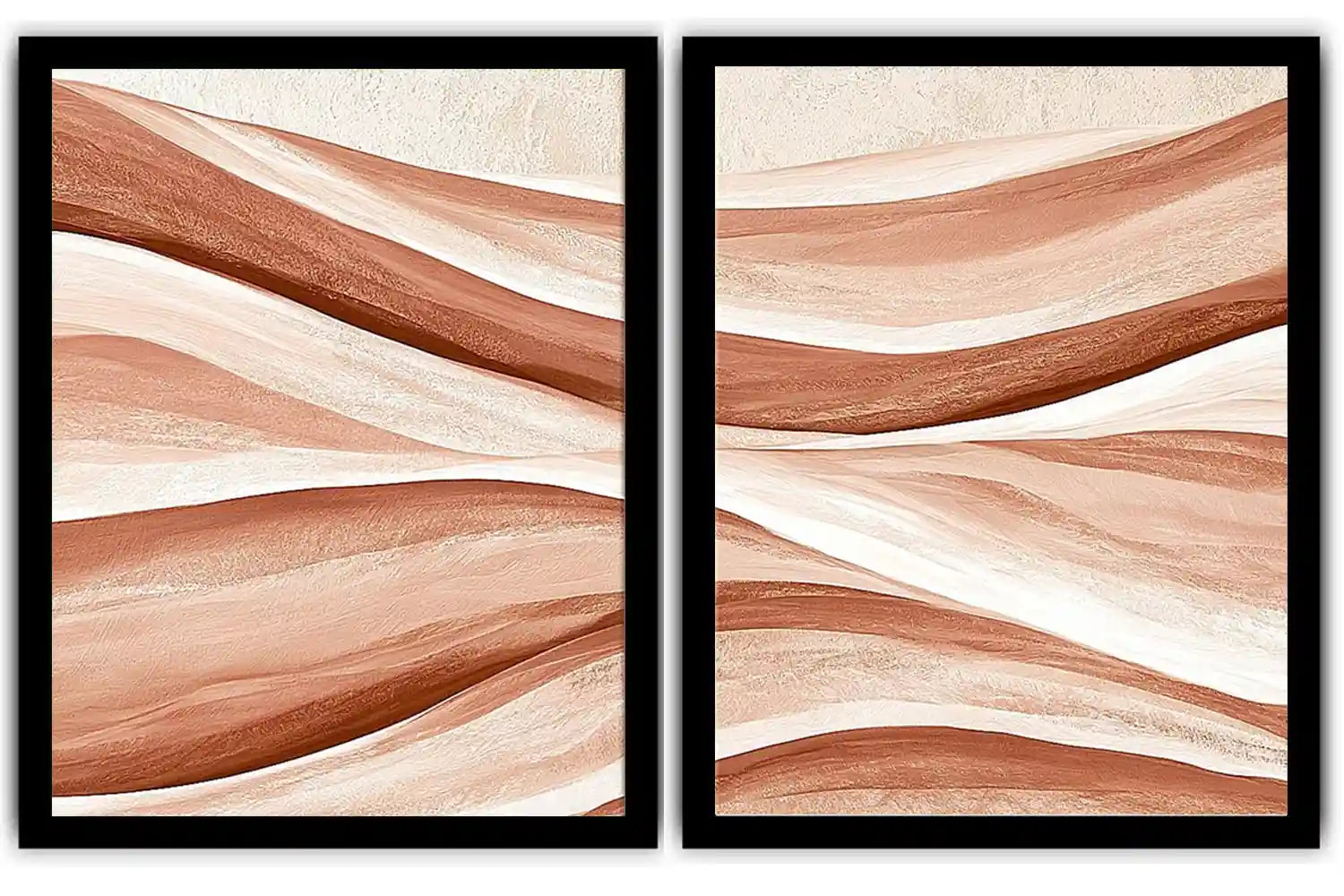 Terracotta abstract flow canvas art for warm boho living room decor.