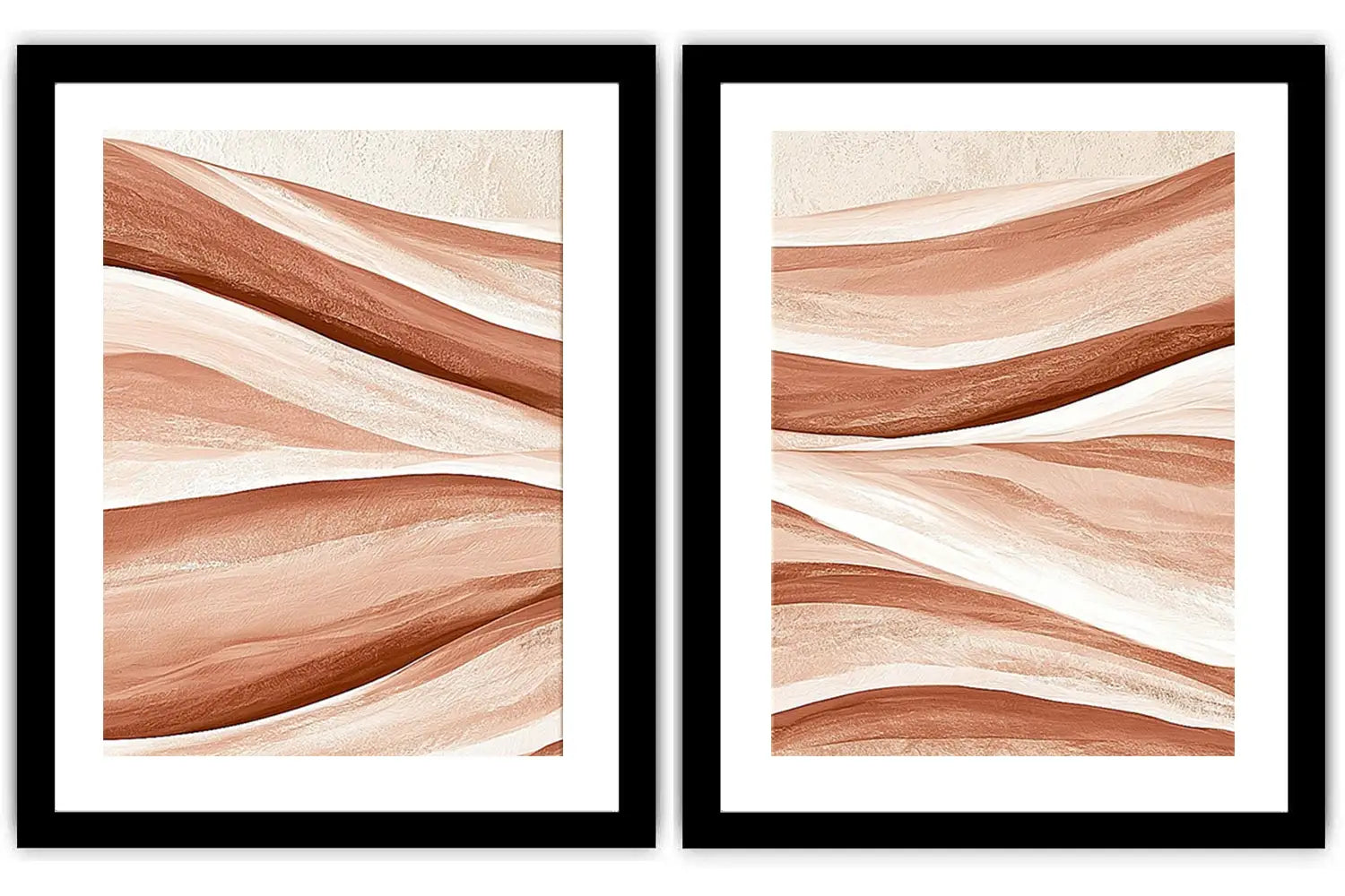 Terracotta abstract flow canvas art for warm boho living room decor.