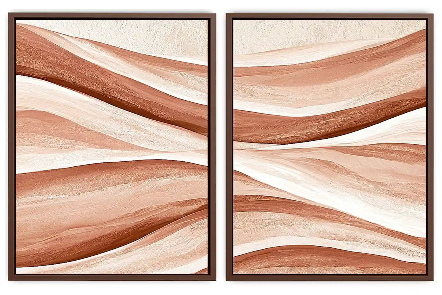 Terracotta abstract flow canvas art for warm boho living room decor.
