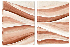 Terracotta abstract flow canvas art for warm boho living room decor.