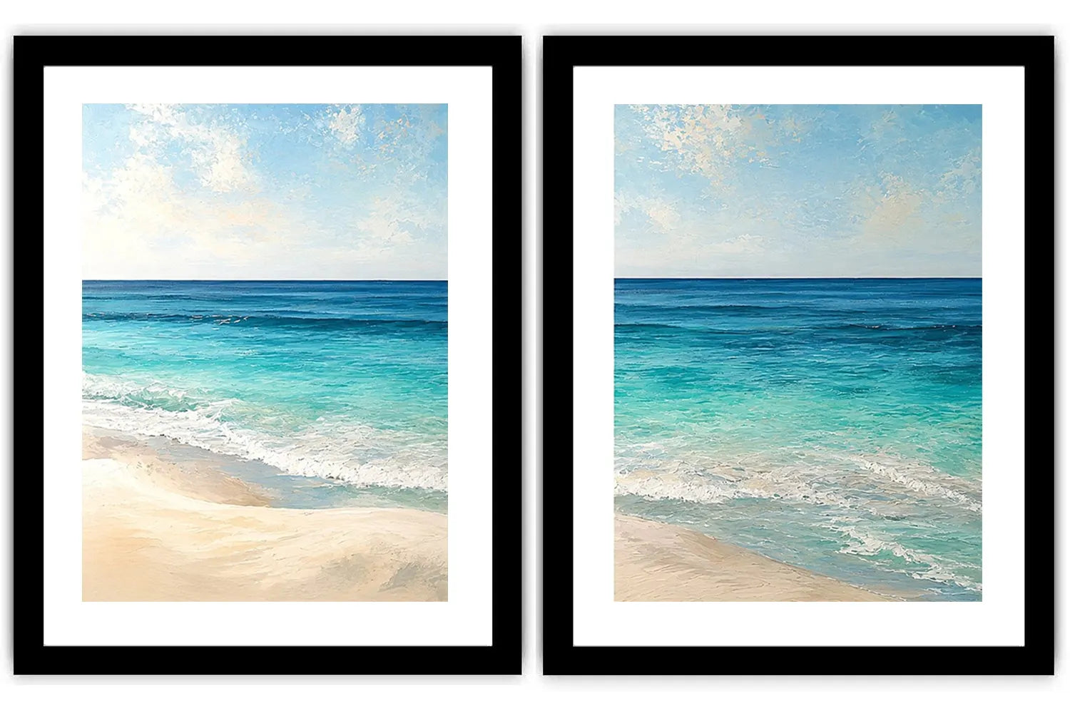 Tropical turquoise beach canvas art for bright coastal living room decor.