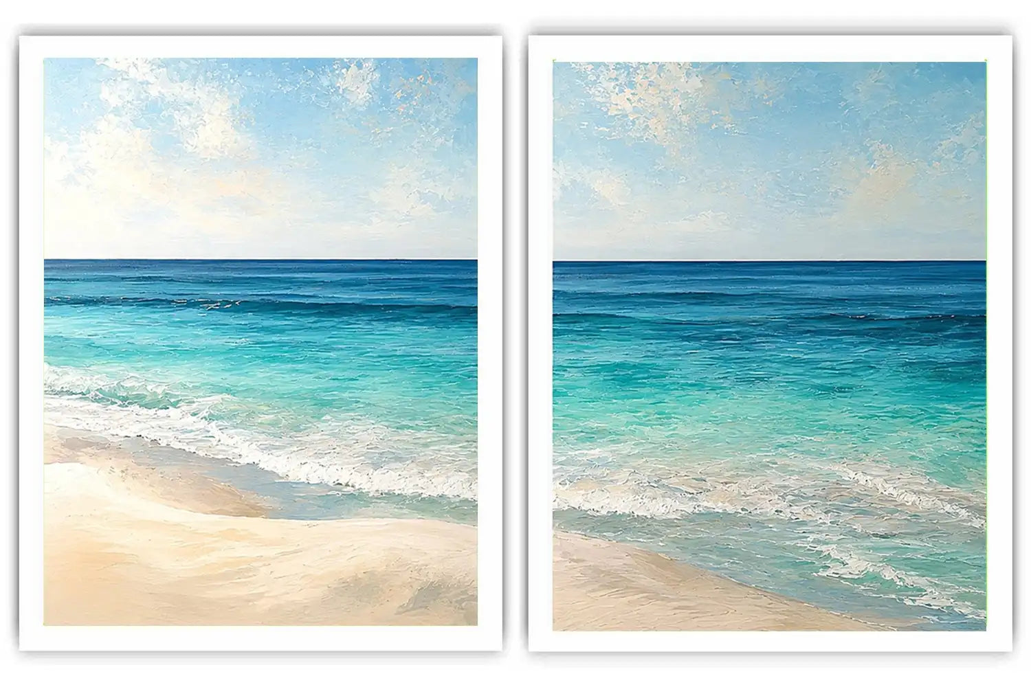 Tropical turquoise beach canvas art for bright coastal living room decor.