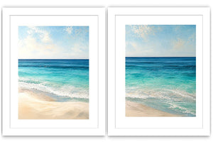 Tropical turquoise beach canvas art for bright coastal living room decor.